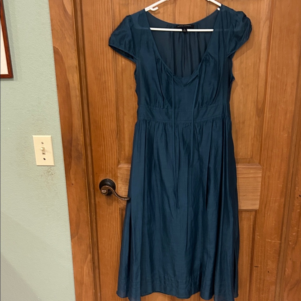 Banana Republic Teal Midi Dress with Cap Sleeves